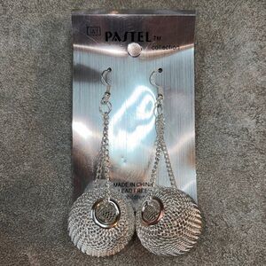 Silver Mesh Ball Dangle Earrings